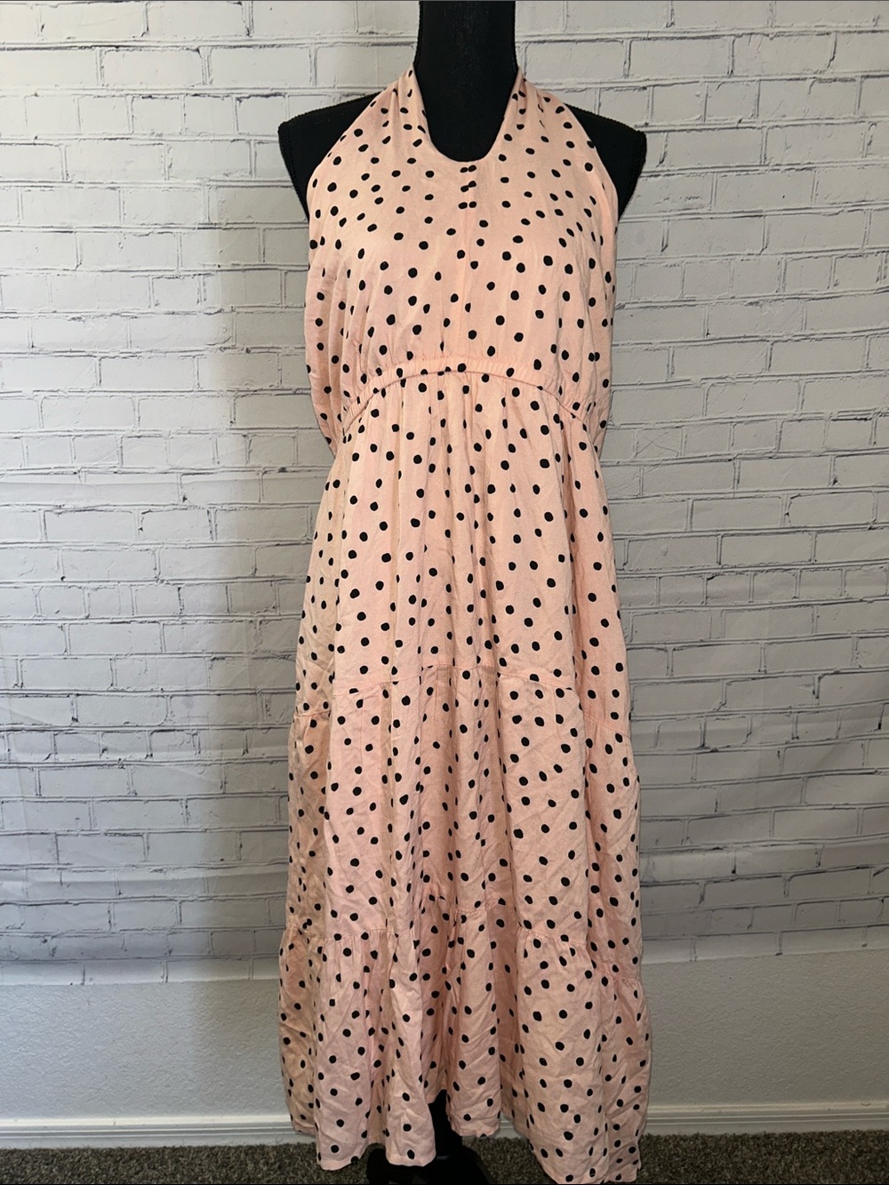 NWT Maurice’s Polka Dot Halter Maxi Dress in Blush Pink. XXL